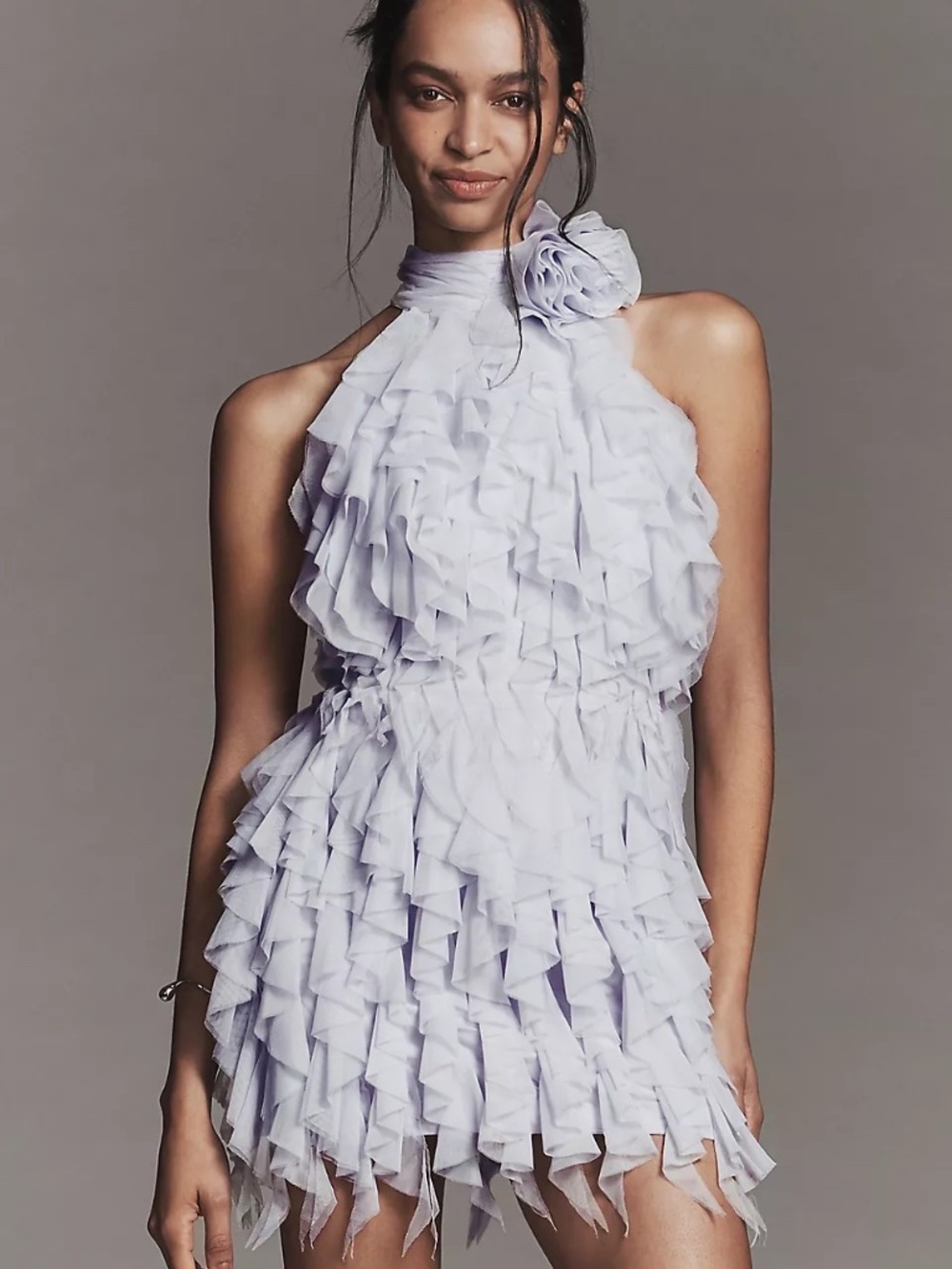 Anthropologie Lilac Ruffle Tulle Dress